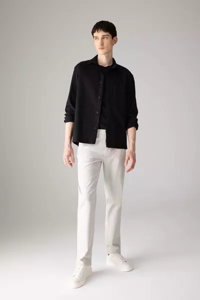 Regular Fit Chino Canvas Pants with Normal Rise, Gabardine, Summer, Zipper Pockets, Straight Leg SP