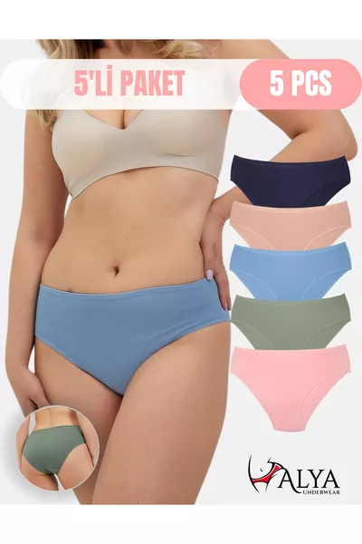 Damen Baumwolle Bunte Bato / Hipster Slip Unterwäsche - Marineblau, Grün, Pink, Pudrig, Blau - 5er Pack