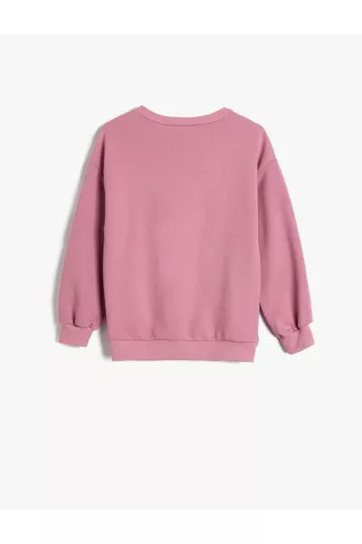 Sweatshirt à manches longues avec col ras-du-cou et imprimé papillon, molletonné