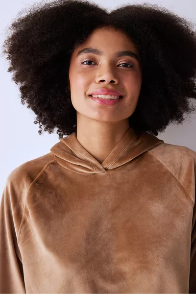 Felpa con cappuccio Soft Velvet Active Marrone Chiaro