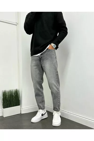 Men's Anthracite Boyfriend Jeans Relaxed Fit Pants