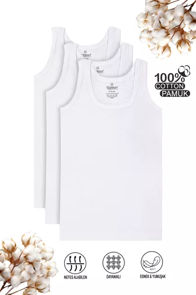 Ozkan  3-Pack Boys' % Cotton Ribbed Fabric Stretchy Comfortable Vest