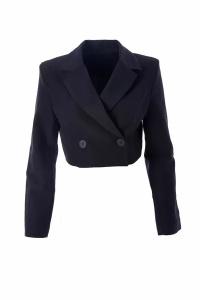 Veste blazer courte à double boutonnage noir
