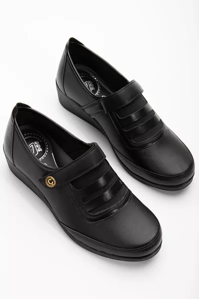 -1 أسود العظام التشريحية الفيلكرو أمي أحذية النساء أحذية عارضة أحذية عارضة