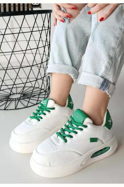 Chris White Skin Verde Dettagliato Scarpe Da Ginnastica Con Lacci