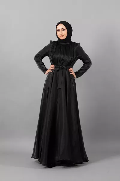 Diva Грудь Плиссированные Вечерние Платья Черный