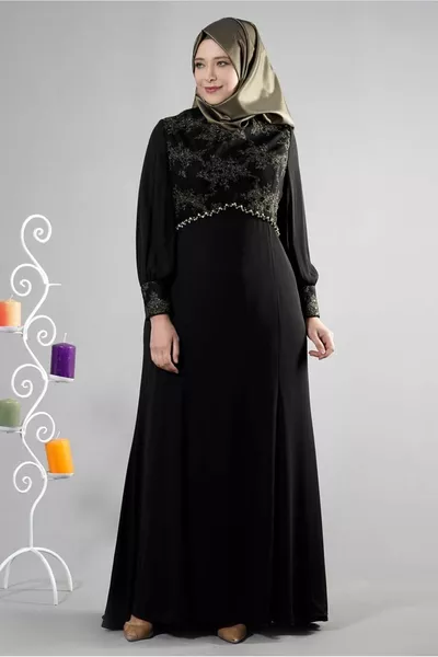 المرأة الحجر الأسود مفصلة مساء اللباس T 