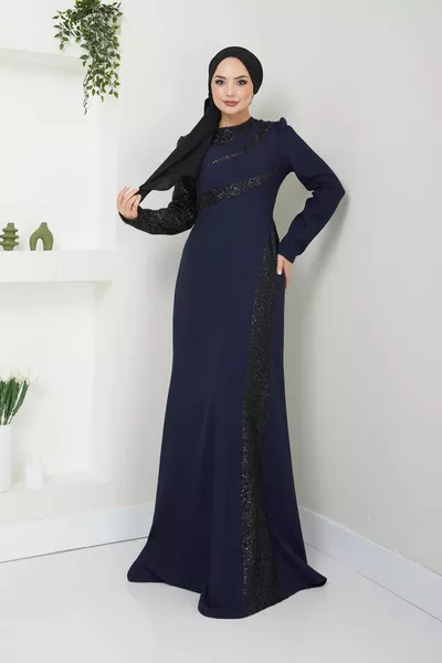 الترتر مفصلة حورية البحر اللباس الأزرق الداكن