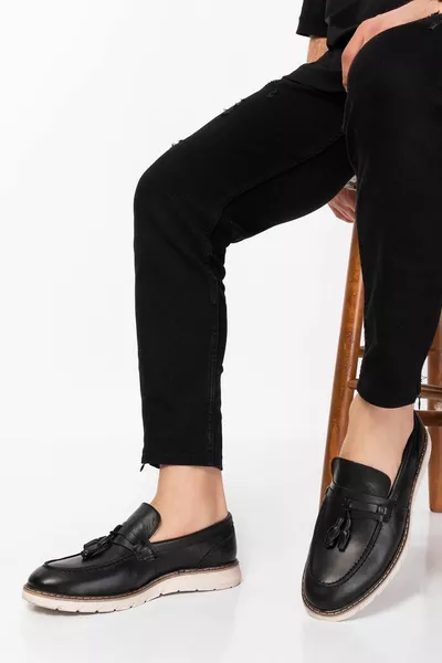 ٪ جلد، Loafer، شرابة مفصلة أحذية رجالية