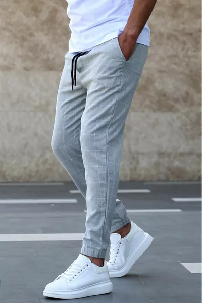 Pantalon de jogging gris à carreaux 