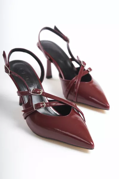 GÖKDESEM أحذية نسائية بورجوندي مزدوجة مبطنة