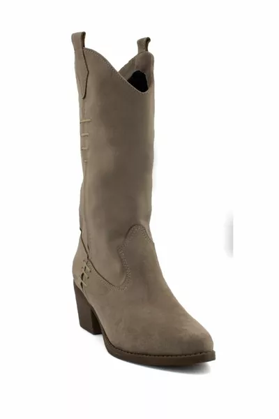 Замша норкового цвета заостренный носок женские ковбойские сапоги