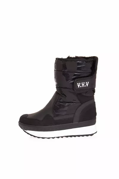 Черные меховые женские сапоги