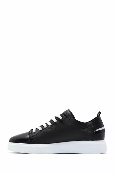 Sneakers Stringate Uomo Pelle Nera 