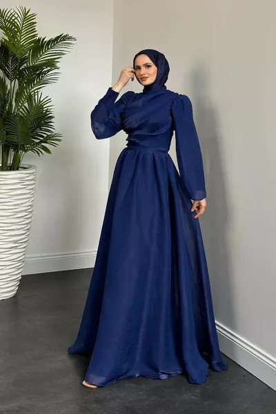 Margaret Drape Janjan Abito da Sera Blu Navy