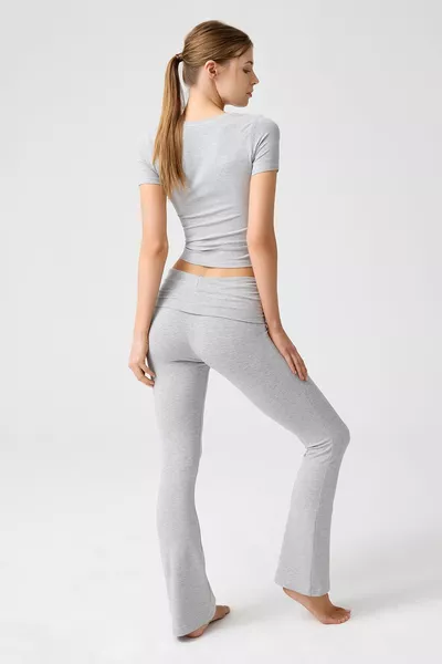 x Melody Grey Melange Spanische Schlaghose aus Jersey