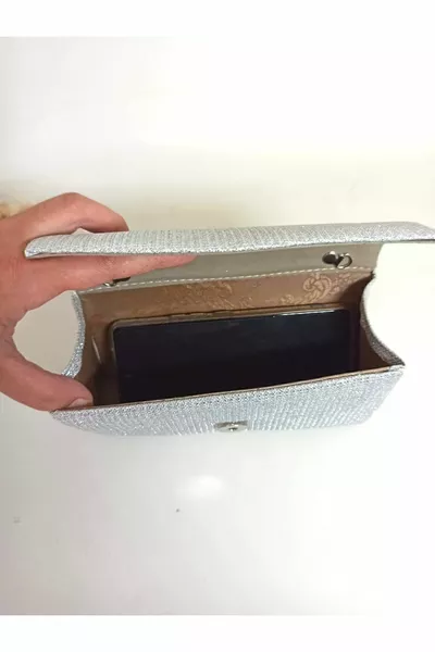 المرأة الفضة بريق البسيطة مساء اللباس حقيبة