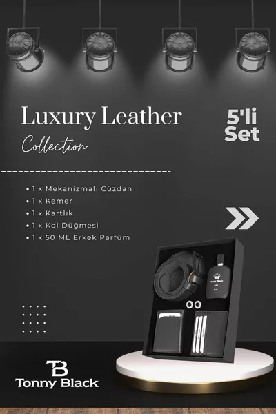 الأصلي للرجال مخصص محاصر مجموعة من 5 أنيقة جلدية محفظة حزام بطاقة حامل أزرار الكم مجموعة العطور