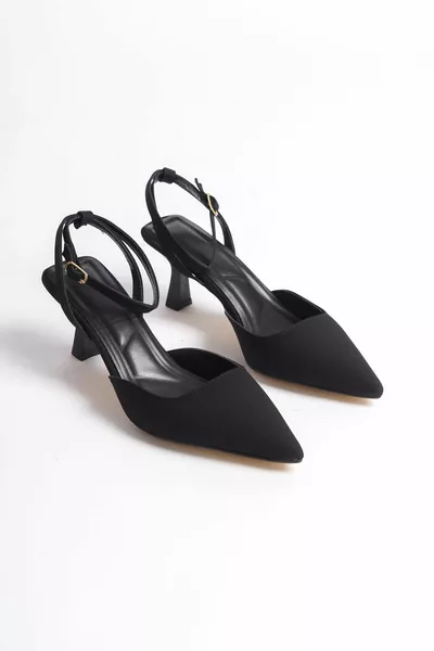 Noir mat Boucle à bout pointu Talons 5 cm