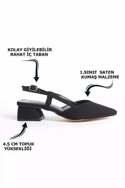 Черни ниски дебели токчета Странична катарама Дамски вечерни рокли Класически токчета