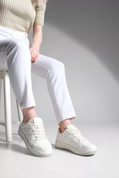 Sneaker Femme Colorful Sole Lacets Sneakers Ekef EKRU