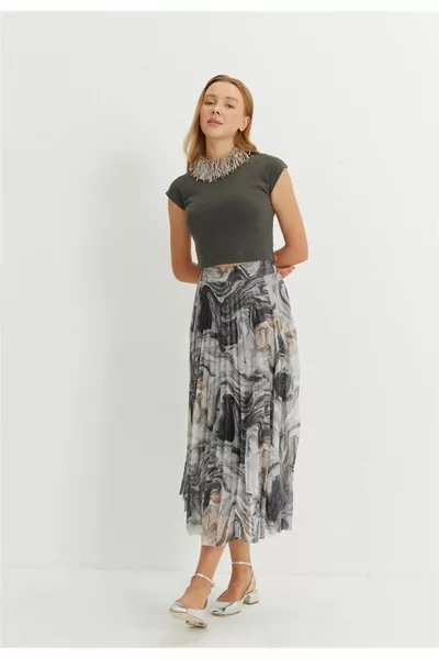 المرأة اللون الرمادي اصطف منقوشة تنحنح تكدرت تول تنورة