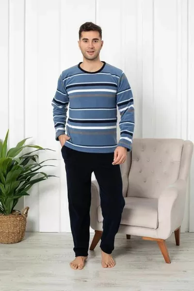 الرجال صفر الرقبة الصوف بيجاما رياضية مجموعة