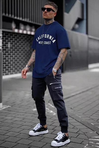 للجنسين الساحل الغربي المطبوعة تي شيرت كبير الحجم