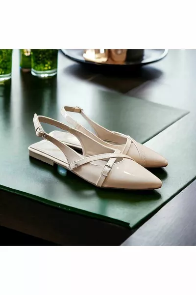 Cinturino incrociato da donna in vernice beige Nuova stagione