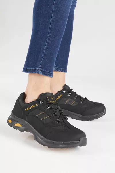 Zwart Gele trekkingschoenen voor heren 