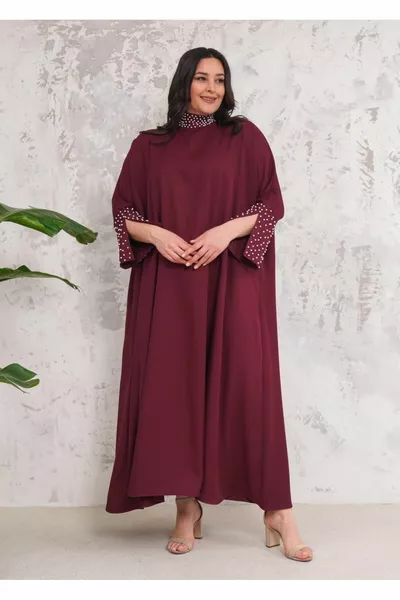 المرأة القاضي الياقة والأكمام لؤلؤة مطرزة مريحة تناسب اللباس