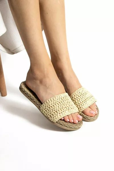 البيج سترو المرأة النعال عدم الانزلاق الوحيد بركة البحر الشاطئ النعال