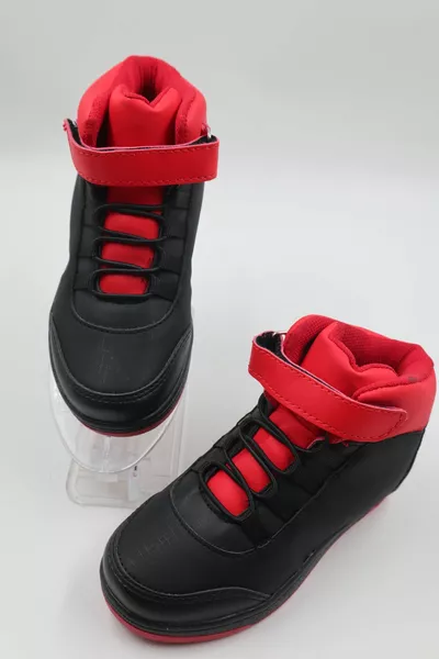 Warm Lining Black Red Casual Boots With Kids Ankle