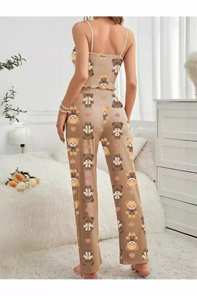 Women's Long Pajama Set with Straps 