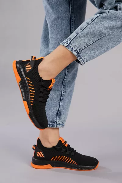 Unisex Black Orange Sneakers Tbqnl