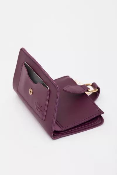 Стилен портфейл с катарама, закопчалка, преден джоб, отделение за монети и хартиени пари, поставка за карти