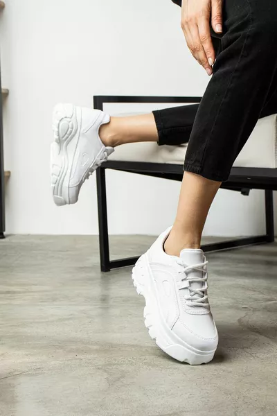 Lässige Damen Weiß Sneaker Muster Leichte Schnürsneakers mit hoher Sohle 