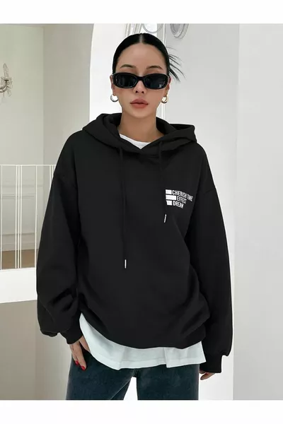 Unisex Black Oversize Sweatshirt