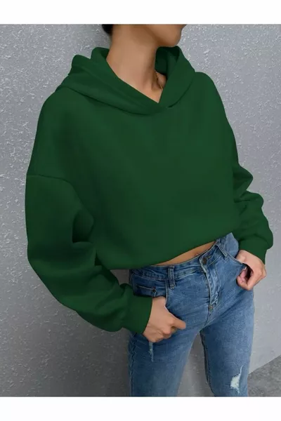 لا شيء مطبوع قميص من النوع الثقيل كبير الحجم بغطاء للرأس الأخضر