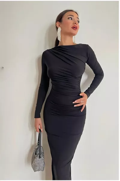 Damen Maxikleid mit Soft Touch Drapé Detail