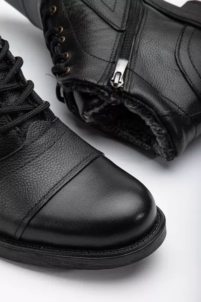 الرجال جلد طبيعي الفراء سستة أحذية الشتاء