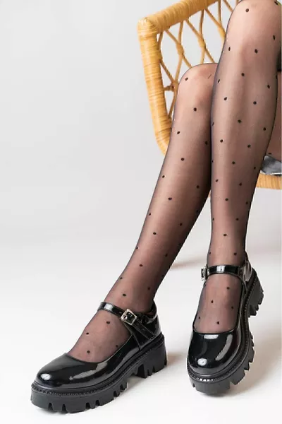 Cuir verni noir Mary Jane Orthopedic Casual Shoes pour femmes