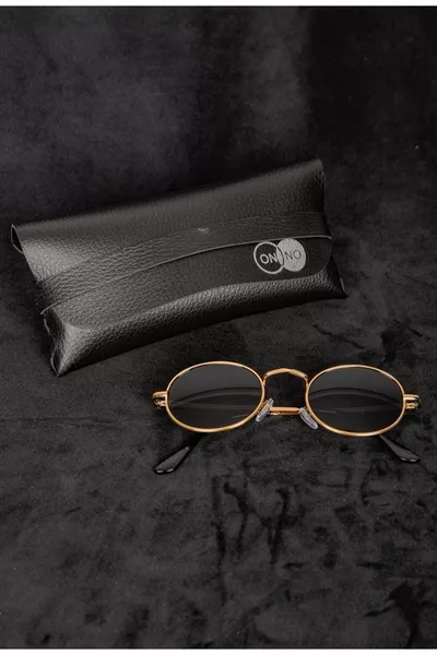 Gold Frame Ellipse Sunglasses