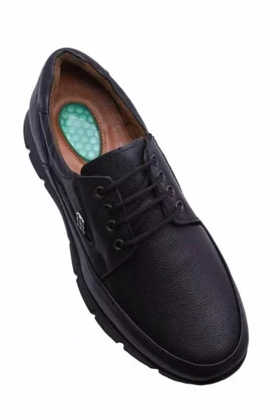 الرجال الأسود العظام كعب مدلك أحذية الشتاء جلد طبيعي