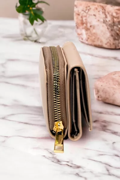 Женский стильный норковый держатель для карт с застежкой-молнией и отделением для монет на кнопках