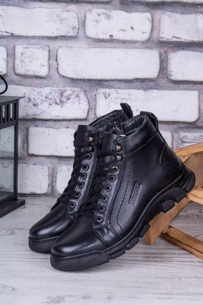 Men's Boots Zippered Winter Boots Suitable for Daily Use Zatta Winter Genuine Leather Men's Boots with Zippers