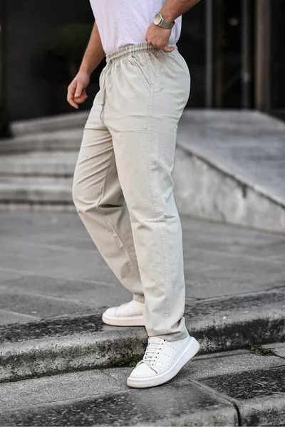 Pantaloni rilassati estivi in misto lino da uomo di colore grigio