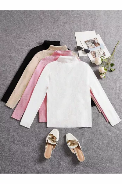 Confezione da 2 maglione dolcevita in cotone nero beige Slimfit