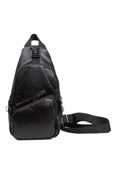 غسل حقيبة الصدر الجلدية ذراع واحد الصليب حقيبة ظهر صغيرة مع سماعات ومنفذ الشحن