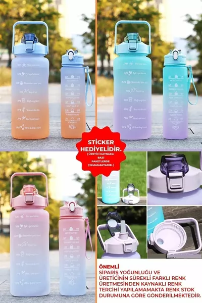 تحفيزي 2 قطعة زجاجة ماء زجاجة ماء شارب 2lt  مل زجاجة مياه تريتان جيم مع الجراء